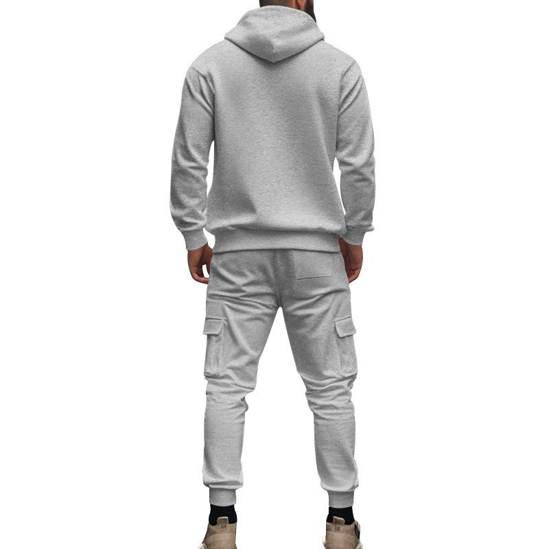 Men's Loose Sports Hooded Sweatshirt and Pants Set 40057919Y