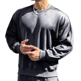 Men's Casual Sports Loose Pullover Round Neck Long-sleeved Sweatshirt 88864553X