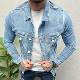 Men's Vintage Lapel Single Breasted Denim Jacket 84634132X