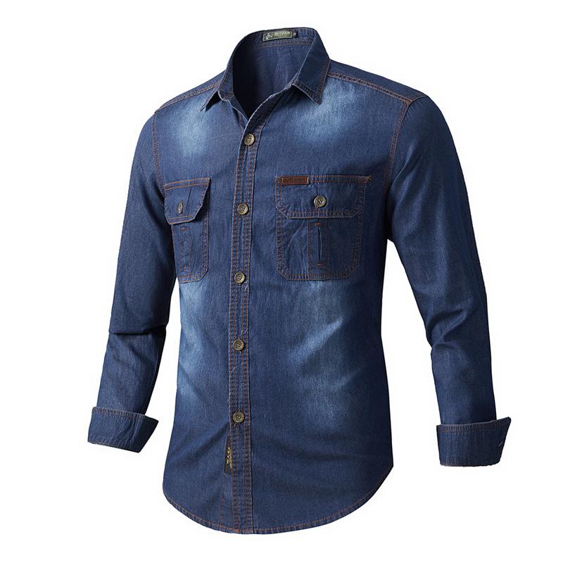 Men's Washed Denim Long Sleeve Shirt 75540031U