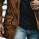 Men's Casual Loose Suede Lapel Coat 56404741X