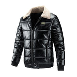 Men's Casual Lamb Wool Lapel Thickened Motorcycle Padded Bomber Jacket 39849420M