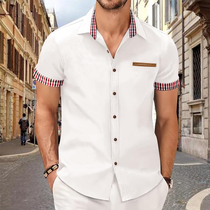 Men's Casual Plaid Print Chest Pocket Short Sleeve Shirt 11323454Y