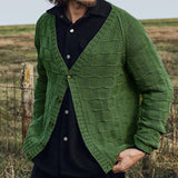Men's Casual Solid Color Single Breasted Long Sleeve Knit Cardigan 76839638M