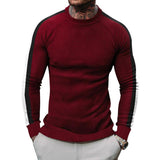 Men's Casual Round Neck Striped Colorblock Knit Pullover Sweater 95205592M