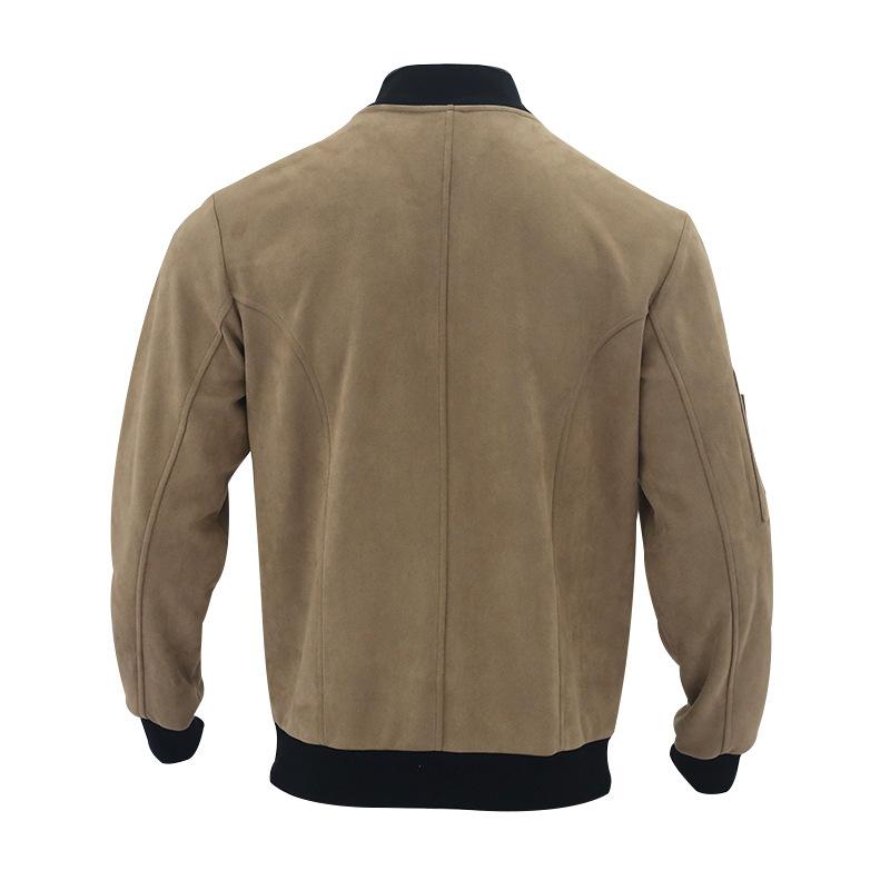 Men's Solid Suede Stand Collar Single Breasted Casual Jacket 29963927Z