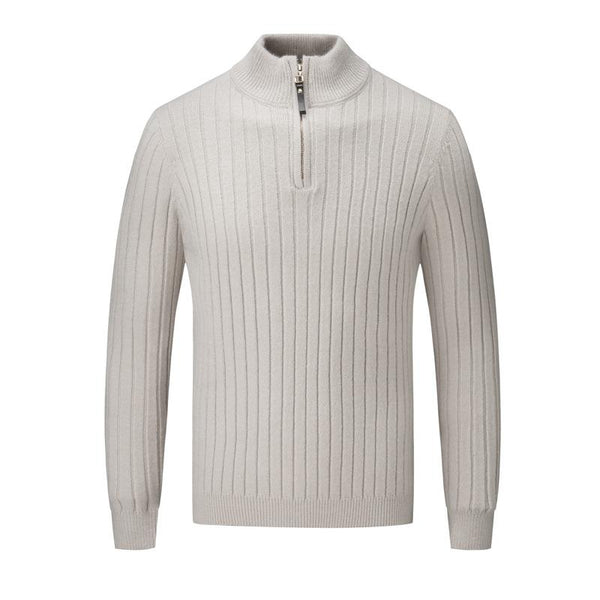 Men's Wide Stripe Half Zipper Stand Collar Stylish Sweater 59269570X