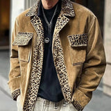 Men's Suede Leopard Patchwork Jacket 34989180U