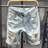 Men's Vintage Distressed Straight Denim Shorts 68298019Z