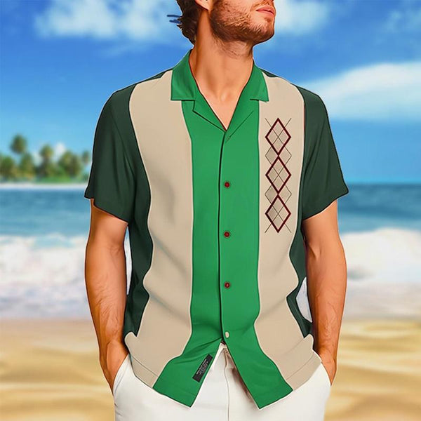 Men's Casual Printed Cuban Collar Short Sleeve Shirt 18440425Y