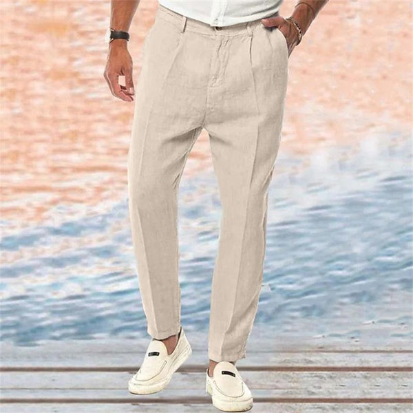 Men's Solid Color Linen Outdoor Loose Straight Pants 11717580X