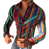 Men's Casual Striped Long Sleeve Shirt 52337360TO