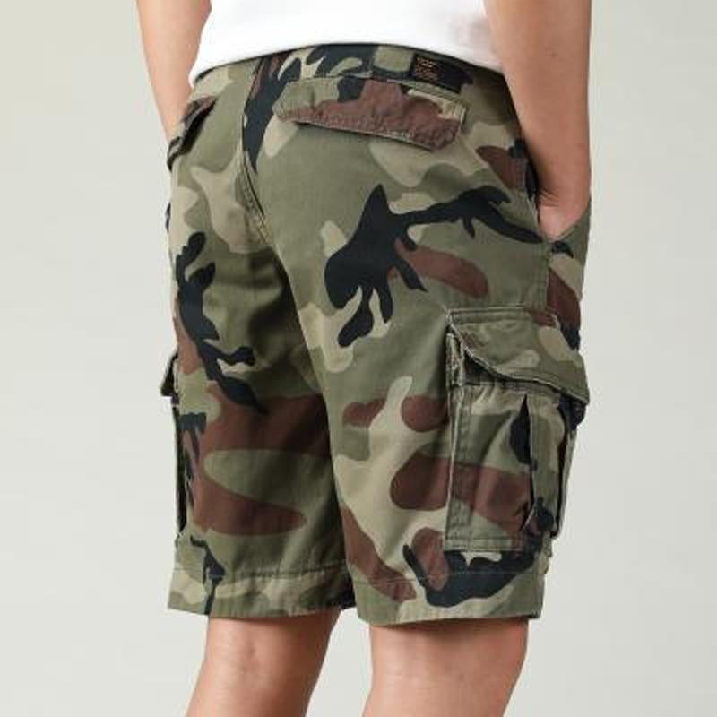 Men's Retro Outdoor Camouflage Cotton Multi-Pocket Cargo Shorts 42297089M