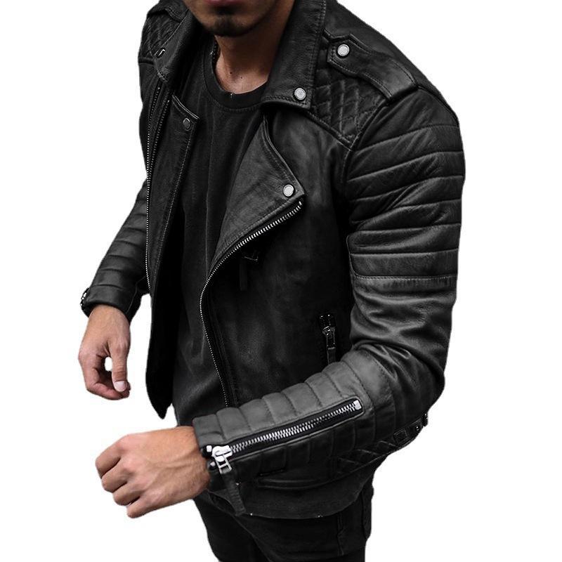 Men's Vintage Slim Lapel Windproof Zipper Motorcycle Padded Jacket 61844791M