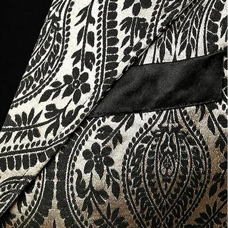 Gilet de costume à revers imprimé vintage pour homme 25193789Y