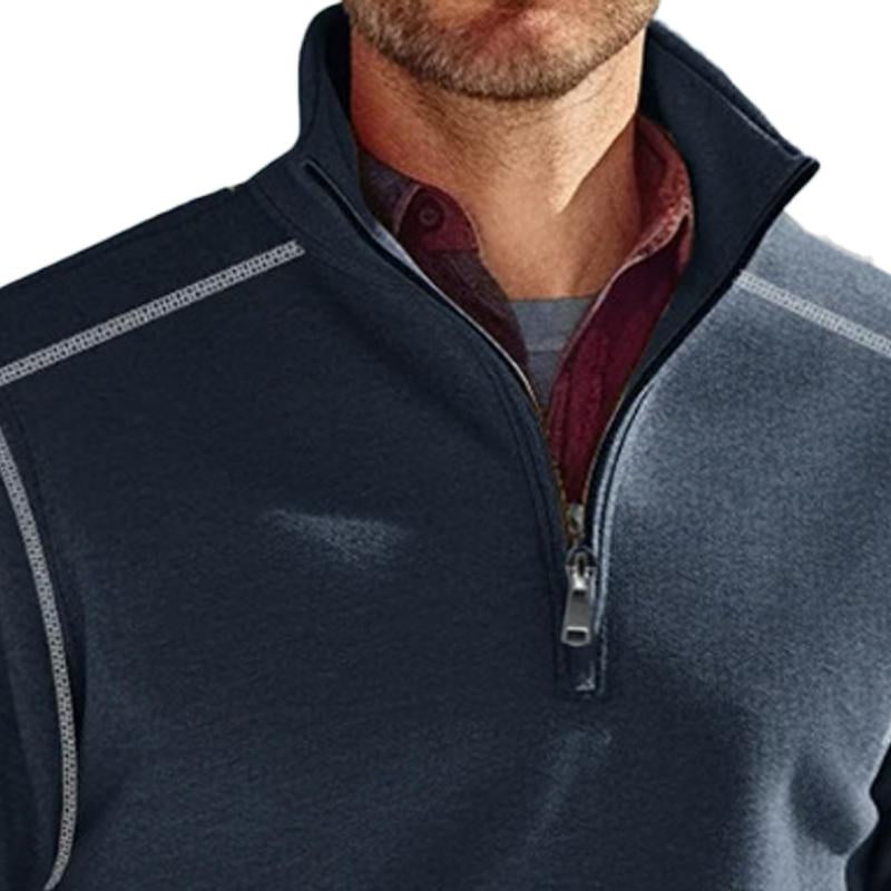 Men's Striped Print Casual Stand Collar Sweatshirt 03404943X