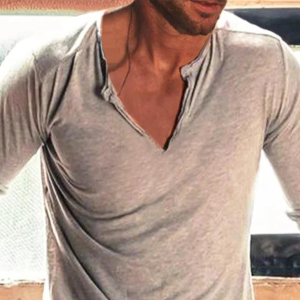 Men's Casual Cotton Blend Round Neck Long Sleeve T-Shirt 46232580X