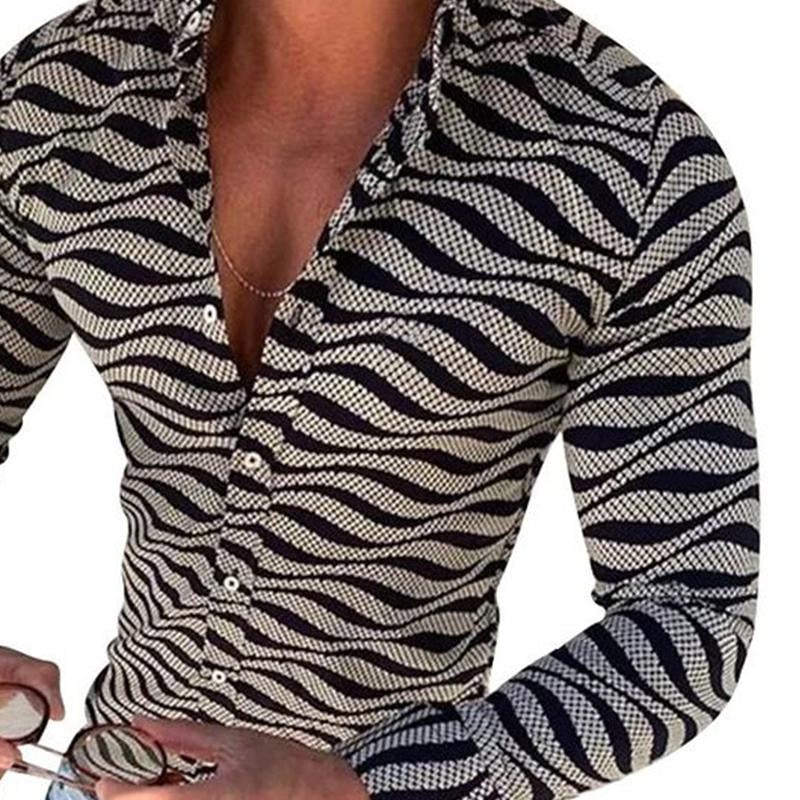 Men's Vintage Zebra Print Long Sleeve Shirt 28229770U