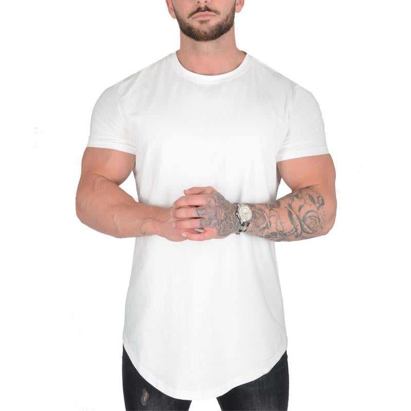 Camiseta de manga corta con cuello redondo y holgado de color liso para hombre 45316034X