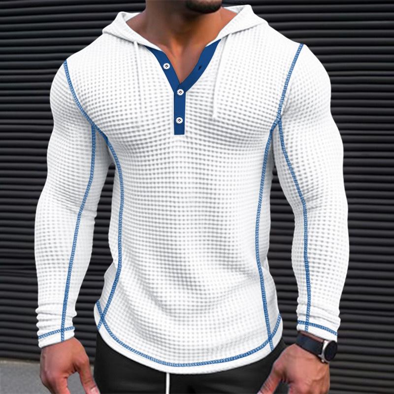 Sudadera con capucha informal de manga larga con diseño de gofres lisos para hombre 48232742Z