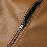 Men's Vintage Stand Collar Paneled Slim Fit Zipper Biker Jacket 73009698M