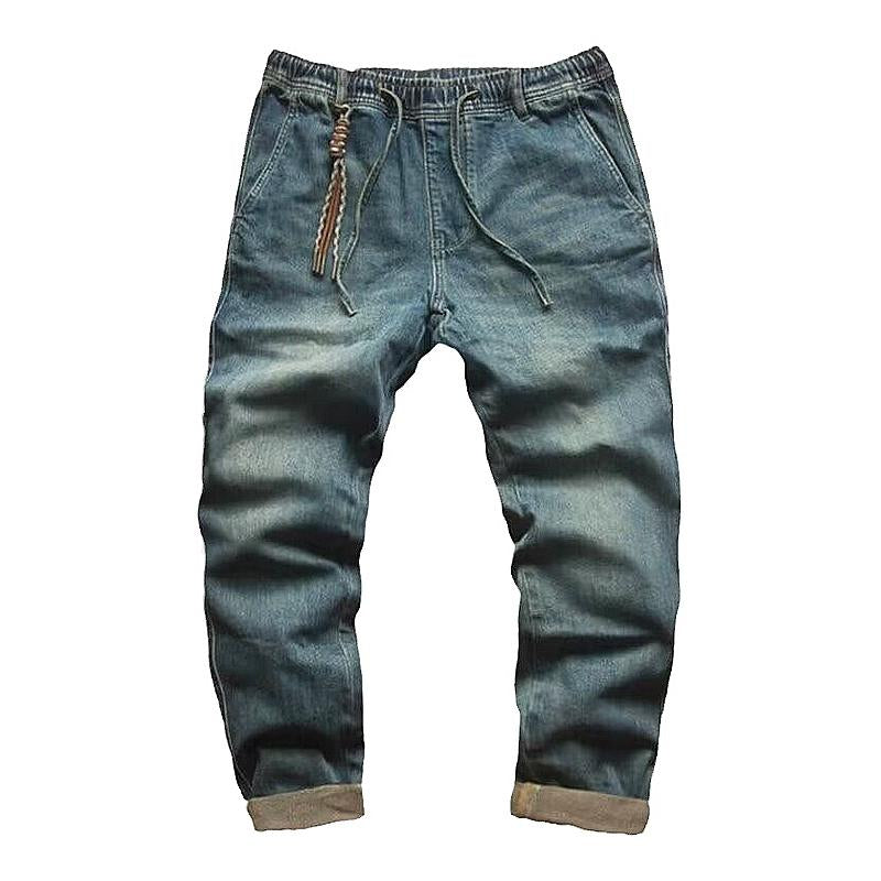 Lässige, einfarbige, gerade geschnittene Jeans mit Kordelzug für Herren 92815137Y