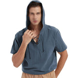 Men's Solid Color Short-sleeved Hoodie 54486177X