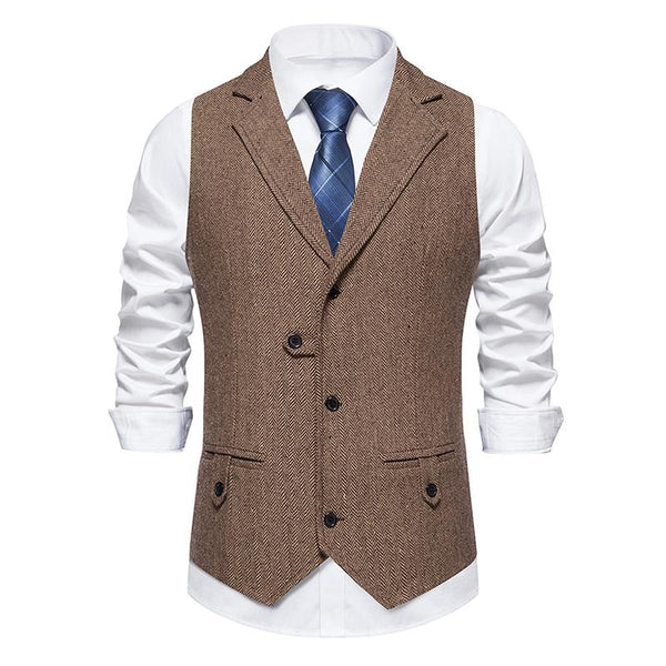 Men's Vintage Lapel Single Breasted Suit Vest (Shirt and Tie Excluded) 77133391M