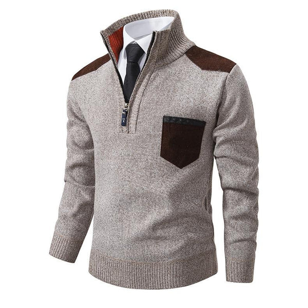 Men's Stand Collar Pullover Warm Sweater 04373875F