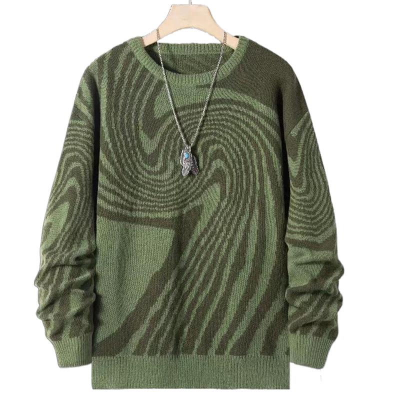 Pull en maille jacquard à col ras du cou pour homme 06439053U