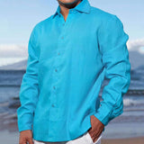 Men's Solid Color Lapel Long Sleeve Shirt 23998060X
