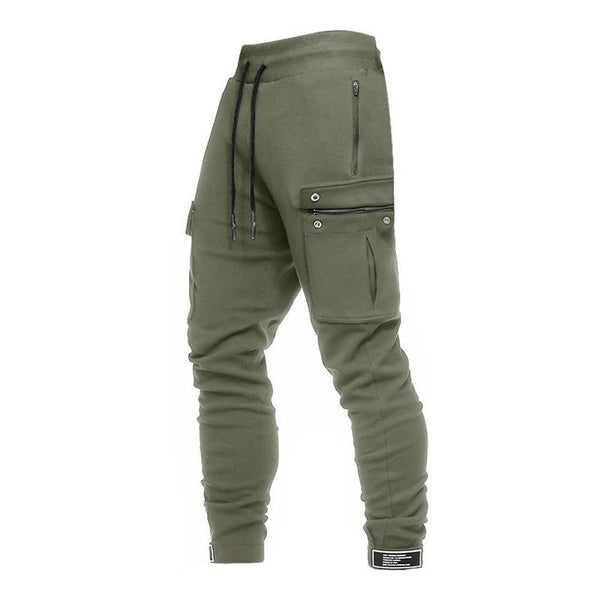 Men's Casual Cotton Multi-pocket Elastic Waist Sports Pants 11646601M