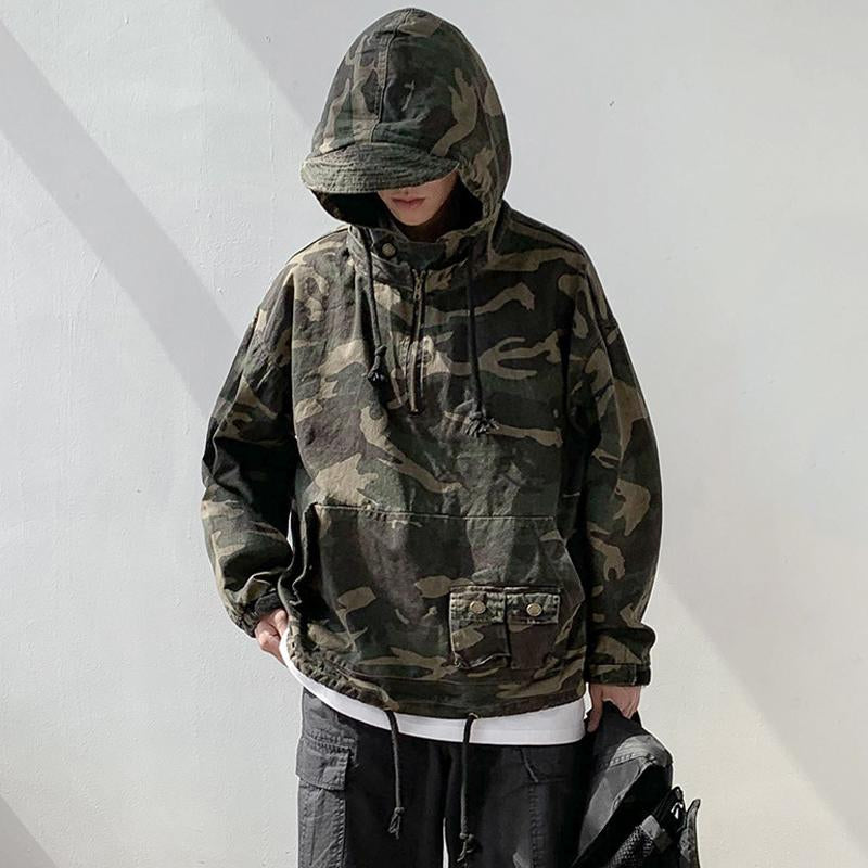 Men's Casual Camouflage Multi-Pocket Hooded Sweatshirt 85269818Y