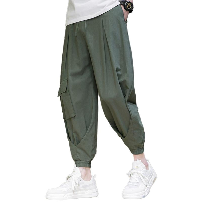 Men's Casual Solid Color Multi-Pocket Thin Cargo Pants 40522392Y