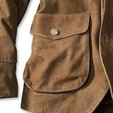 Men's Vintage Suede Lapel 3D Flap Pocket Single Breasted Blazer 01208732M