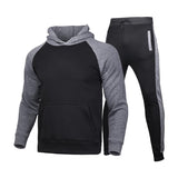 Men's Classic Casual Hooded Fleece Zipper Sweatshirt with Cuffed Sweatpants Set 36479209K