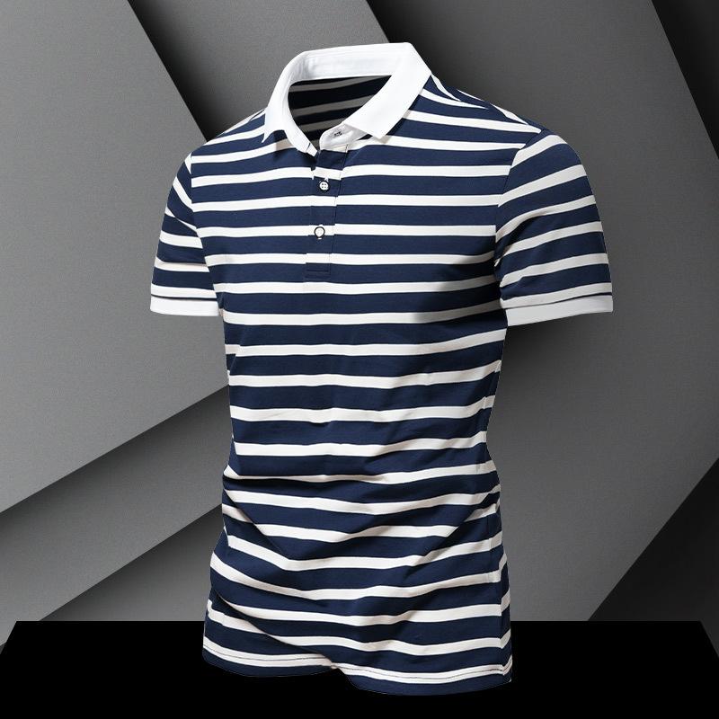 Men's Loose Striped Short Sleeve POLO Shirt 68503551X