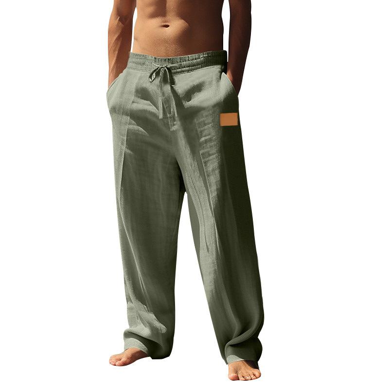 Men's Lace-up Beach Breathable Cotton and Linen Loose Pants 30111852X