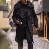 Men's Winter Fur Collar Mid-length Coat 97855887U