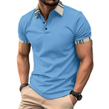 Men's Short Sleeve Lapel Collar Contrasting Button Pocket POLO Shirt 87296985X