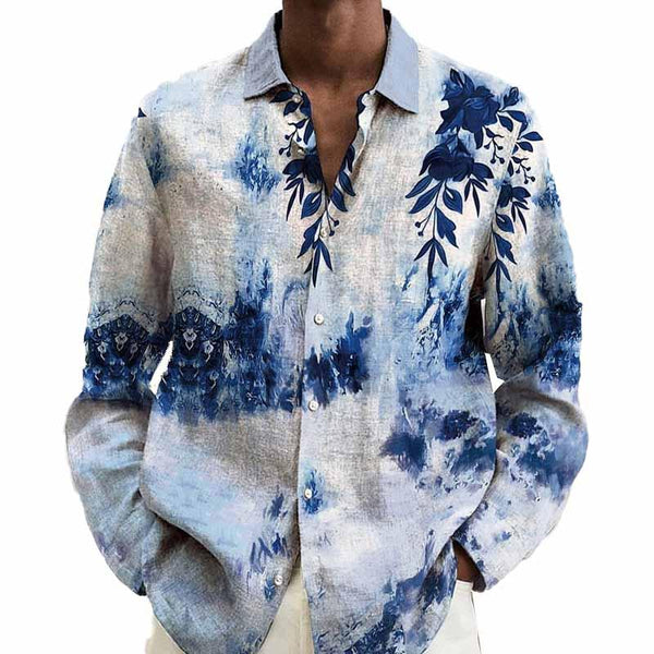 Men's Hawaiian Print Men's Street Casual Long Sleeve Shirt 92725005X
