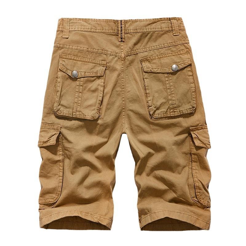 Men's Casual Outdoor Cotton Washed Multi-pocket Cargo Shorts 25536112M