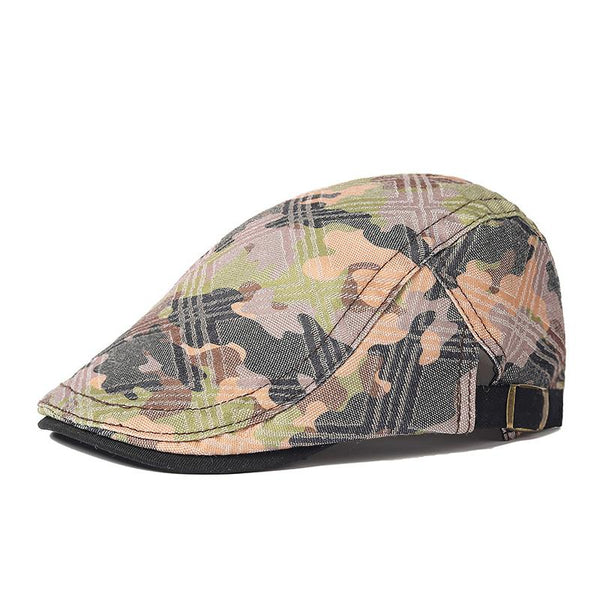 Men's Vintage Plaid Camouflage Print Hat 89316316Y