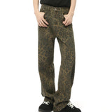 Men's Vintage Leopard Print Street Straight Loose Jeans 34214979U