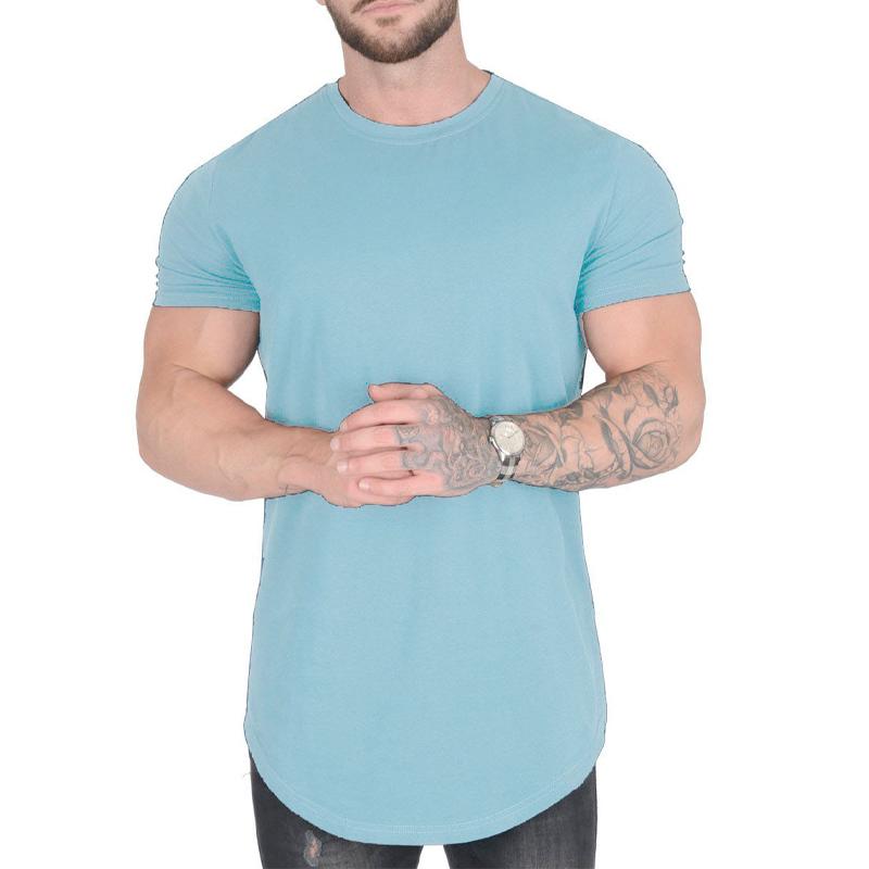 Camiseta de manga corta con cuello redondo y holgado de color liso para hombre 45316034X