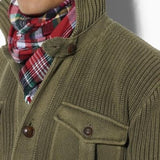 Men's Solid Color Lapel Multi-pocket Knitted Jacket 91258321X