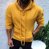 Men's Casual Solid Color Three Quarter Sleeve Hooded T-Shirt 97953922Y