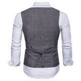 Men's Vintage Herringbone V Neck Double-Breasted Vest 63367534Y