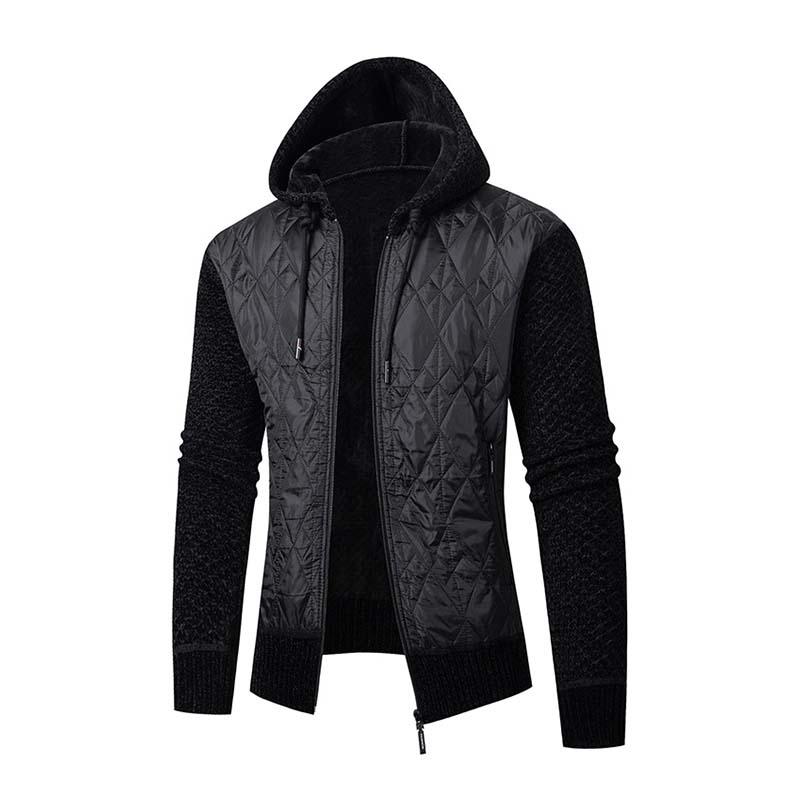 Men's Retro Classic Casual Plus Velvet Hooded Zipper Knitted Jacket 20152645K