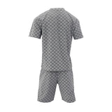 Men's Loose Checkerboard Round Neck Short-sleeve T-shirt Shorts Casual Set 11802808Z